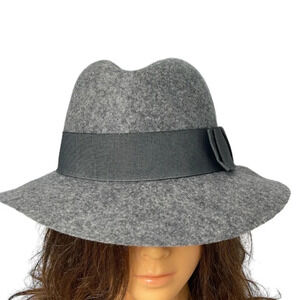 RAFFAELLO BETTINI Grey Felt Wool Fedora Hat Orgami Fold Ribbon & Band Italy S